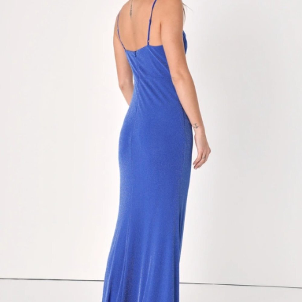 Lulus Shimmering Blue Maxi Dress, Size XS.